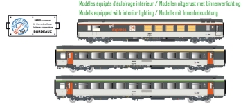 LS Models LS41997 - H0 - 3-tlg. Set Personenwagen Gril Express, SNCF, Ep. IV